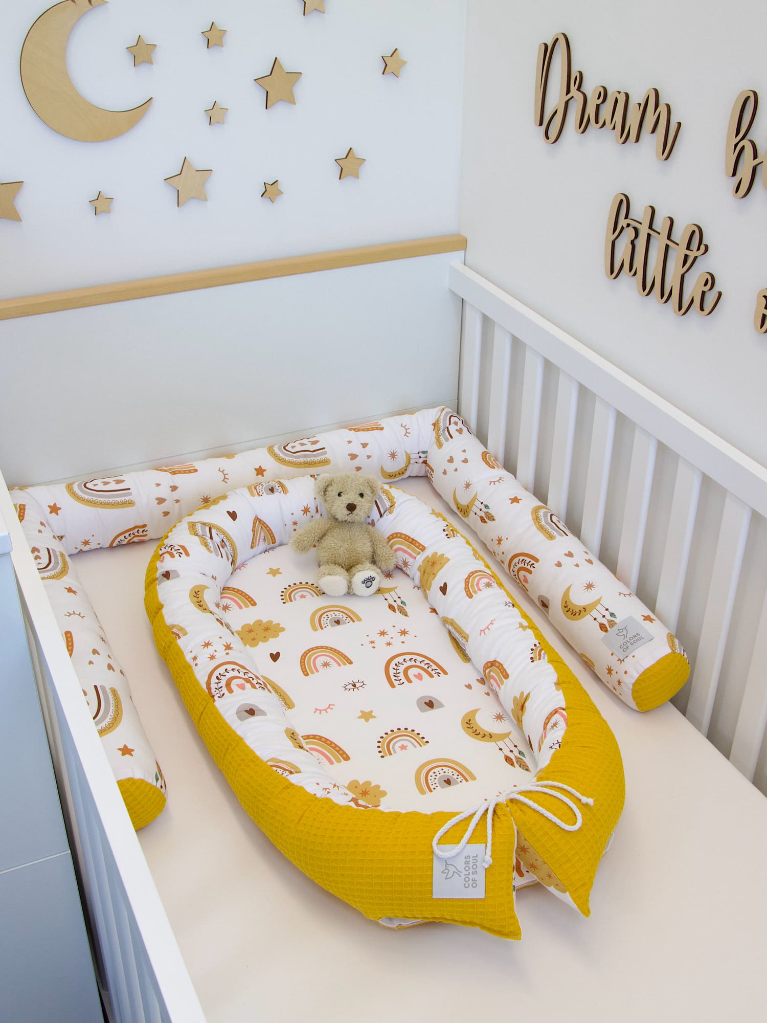 Babynestchen - Baby boho Regenbogen / Waffelpique gelb