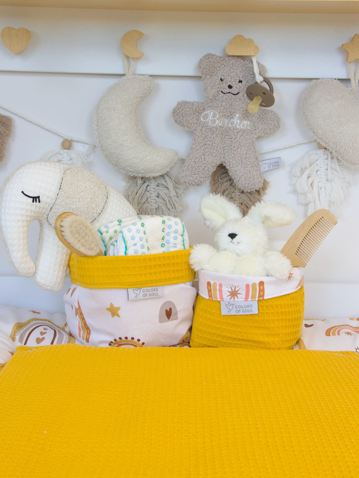Utensilo - Baby boho Regenbogen / Waffelpique gelb