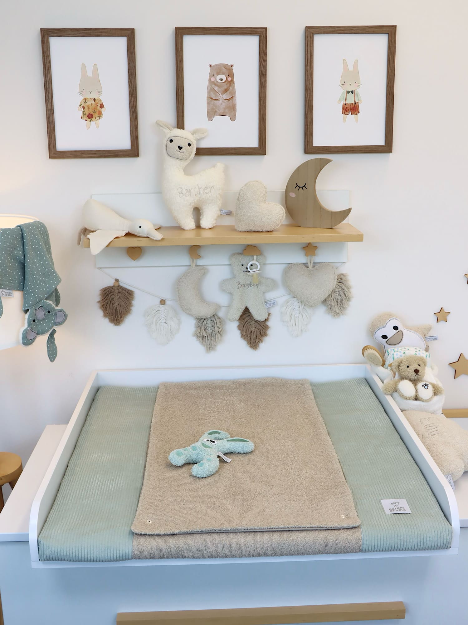 Wickelauflage mit abnehmbaren Bezug – Cord Mint / Frottee Beige