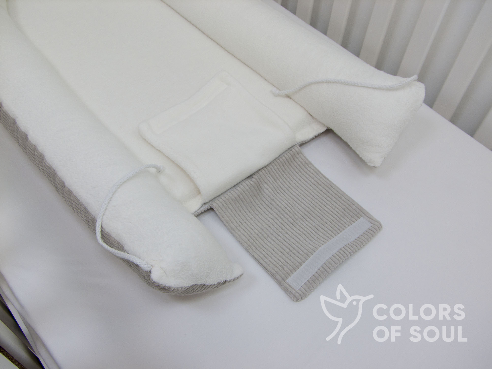 Babynestchen - Cord hellbeige / Baumwollfleece creme