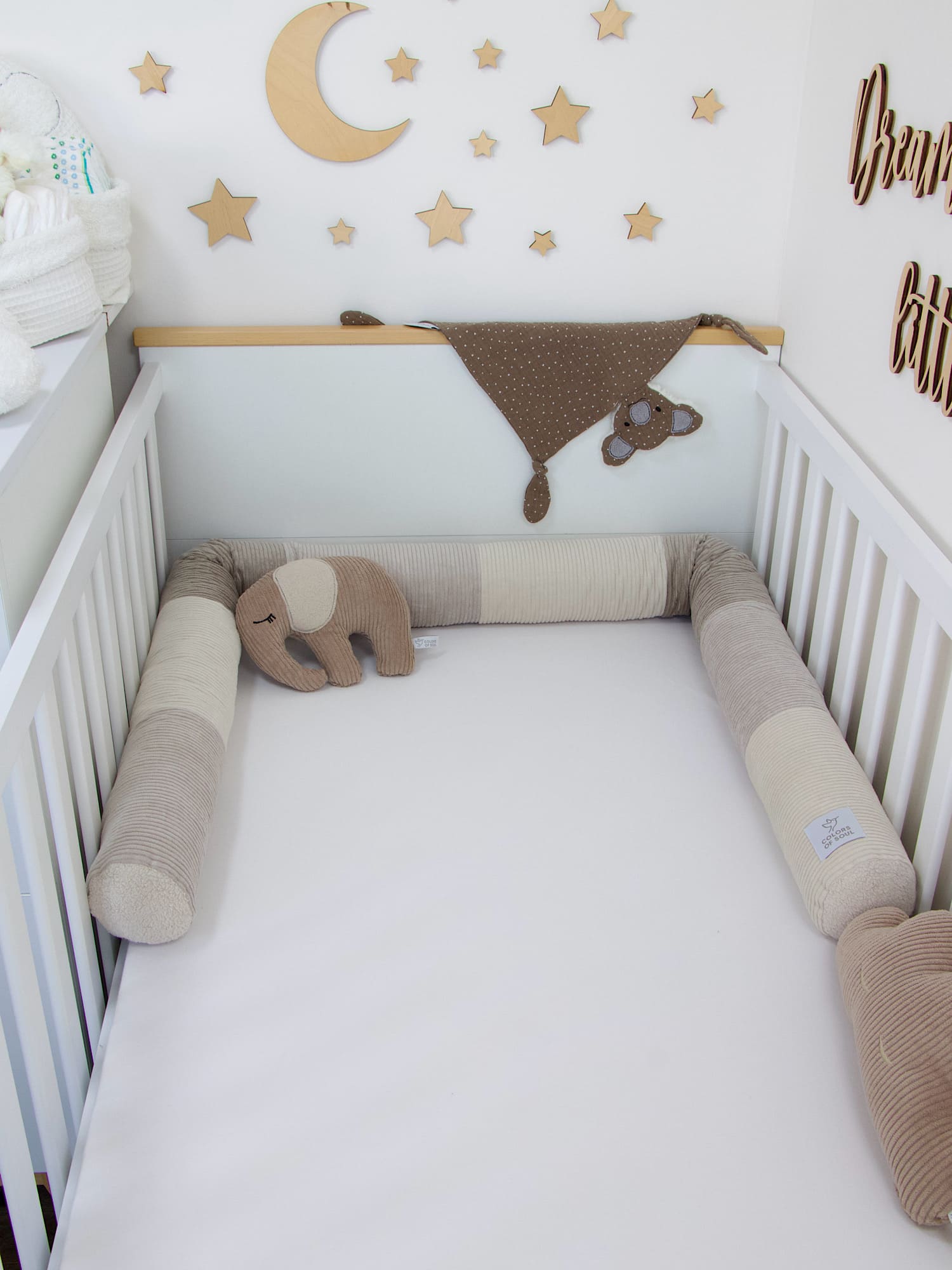 Bettschlange Patchwork Cord sand, hellbeige, beige