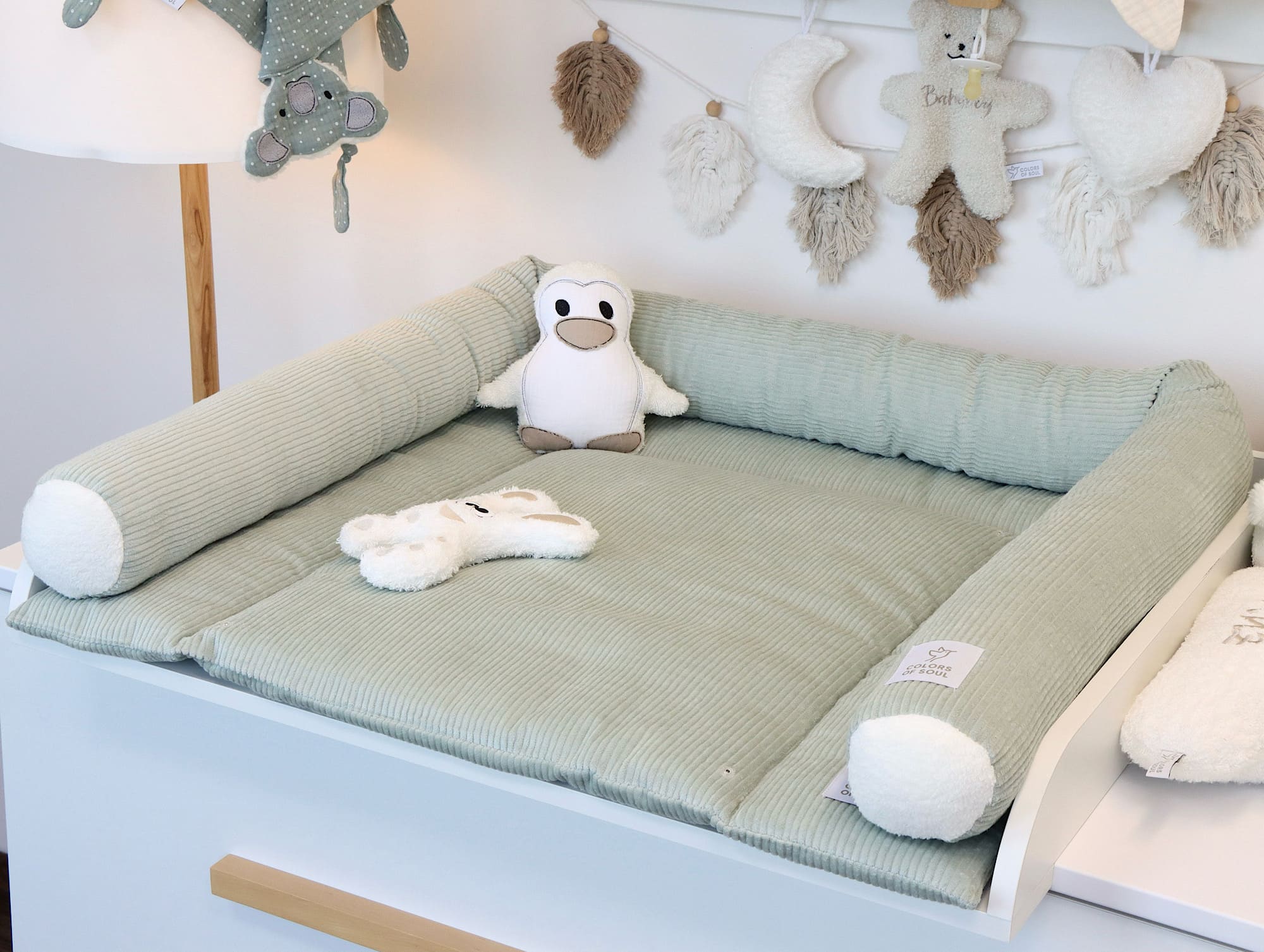 Wickelauflage mit Umrandung - Cord Mint