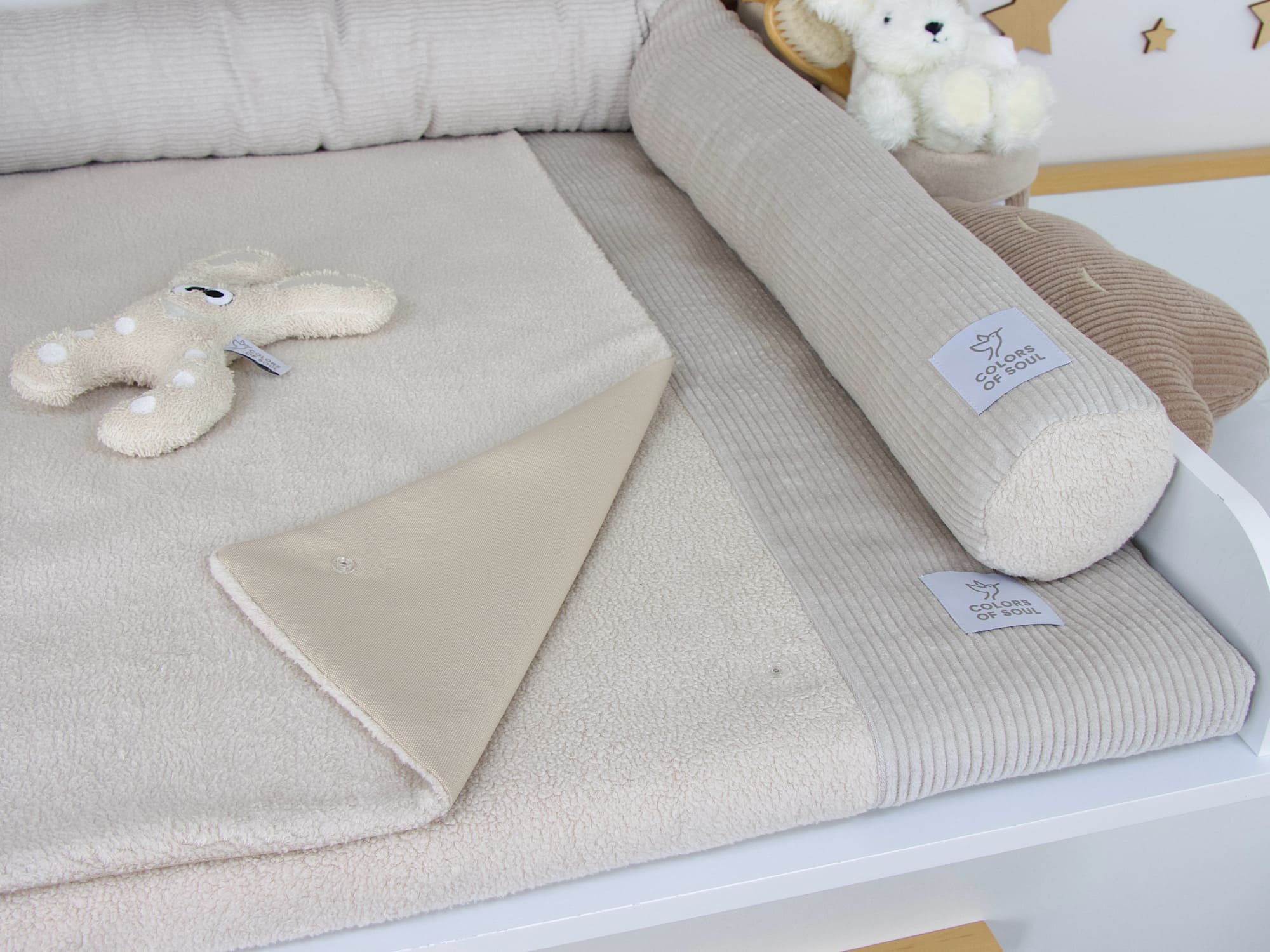 Wickelauflage mit weicher Umrandung in Hellbeige Ton-in-Ton