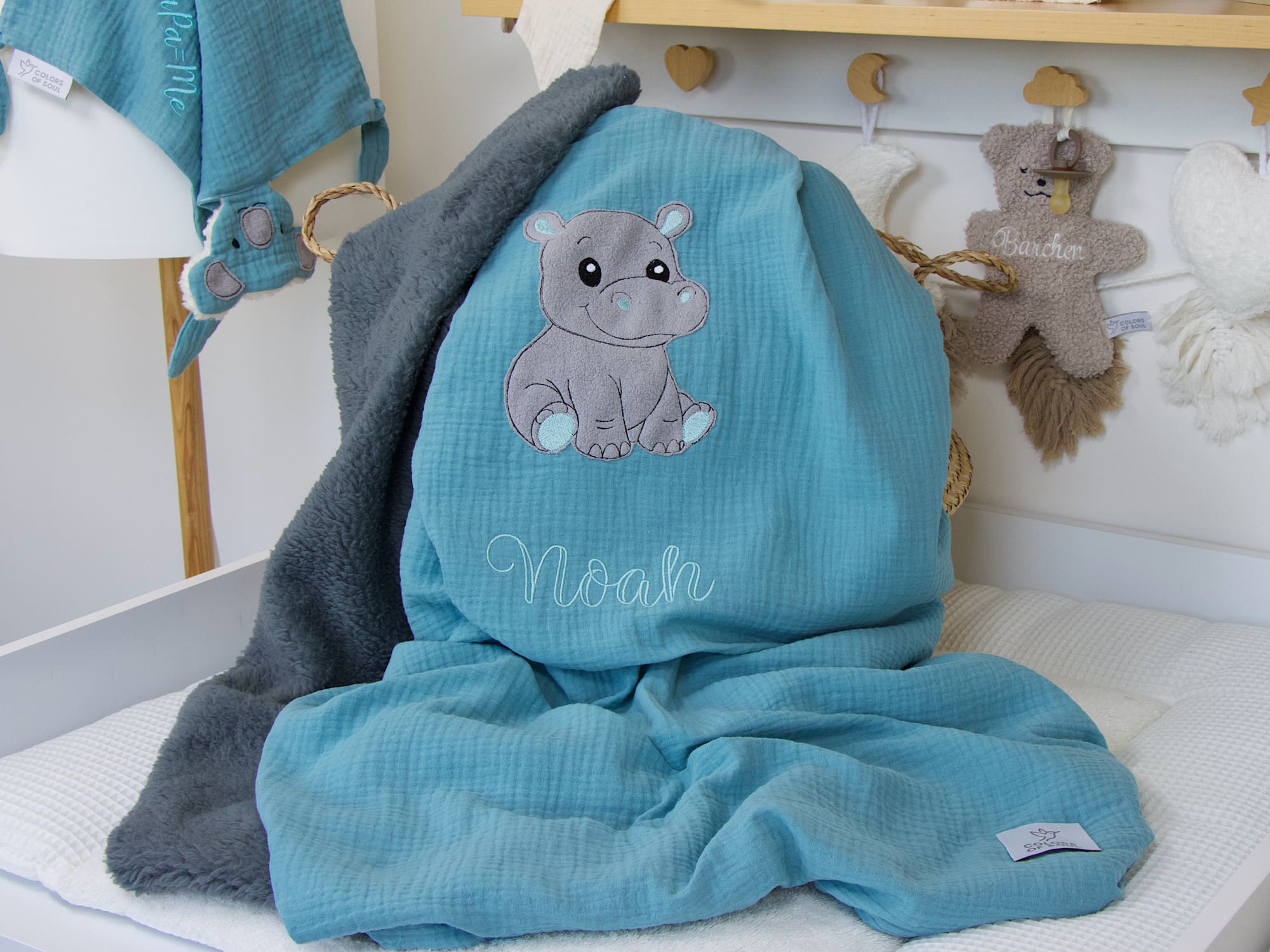 Hochwertige Materialien der Babydecke - weicher Aqua Musselin und kuscheliger Teddyplüsch, ÖkoTex Standard 100 zertifiziert