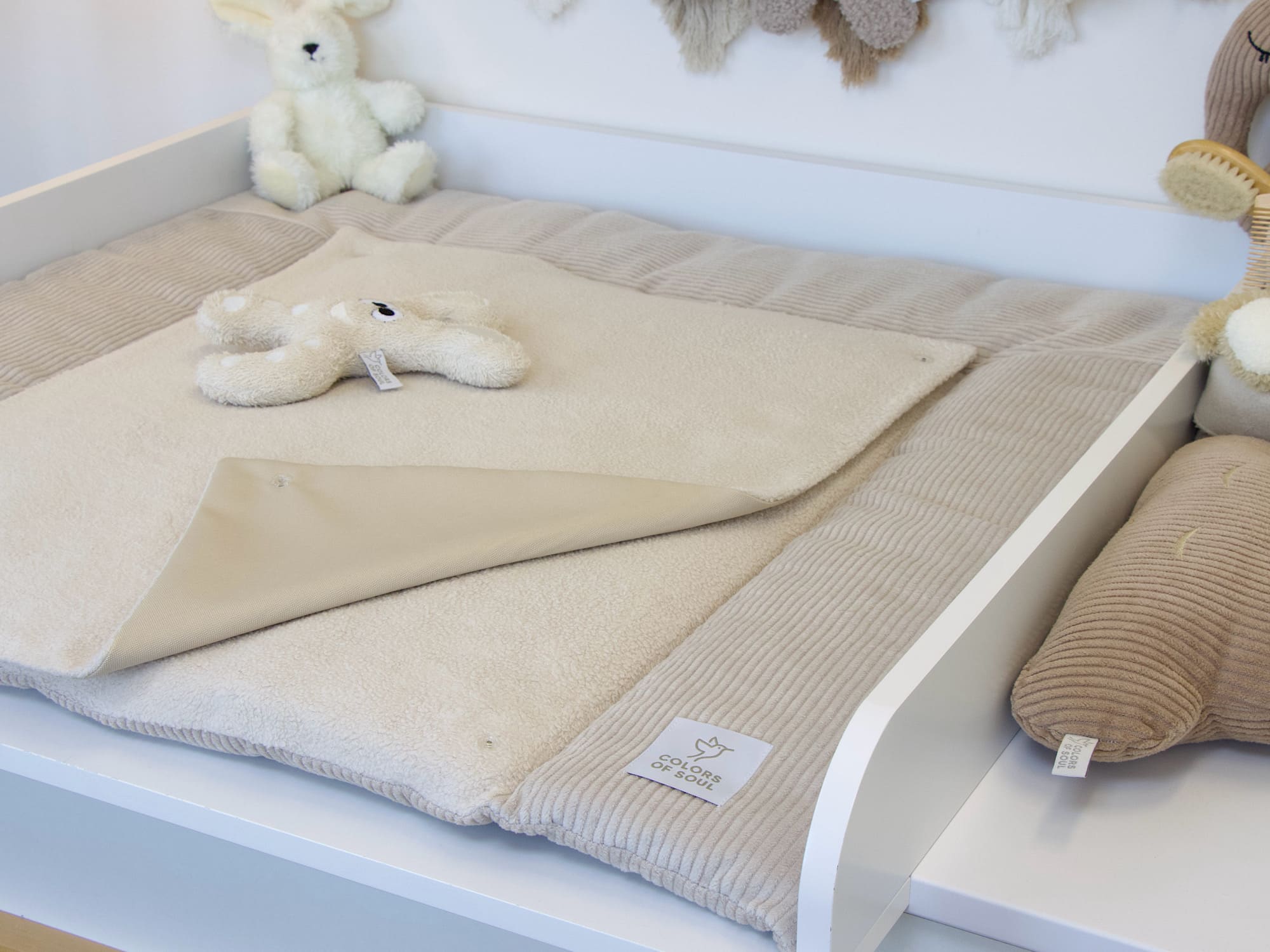 Wickelunterlage Cord hellbeige / Baumwollfleece hellbeige