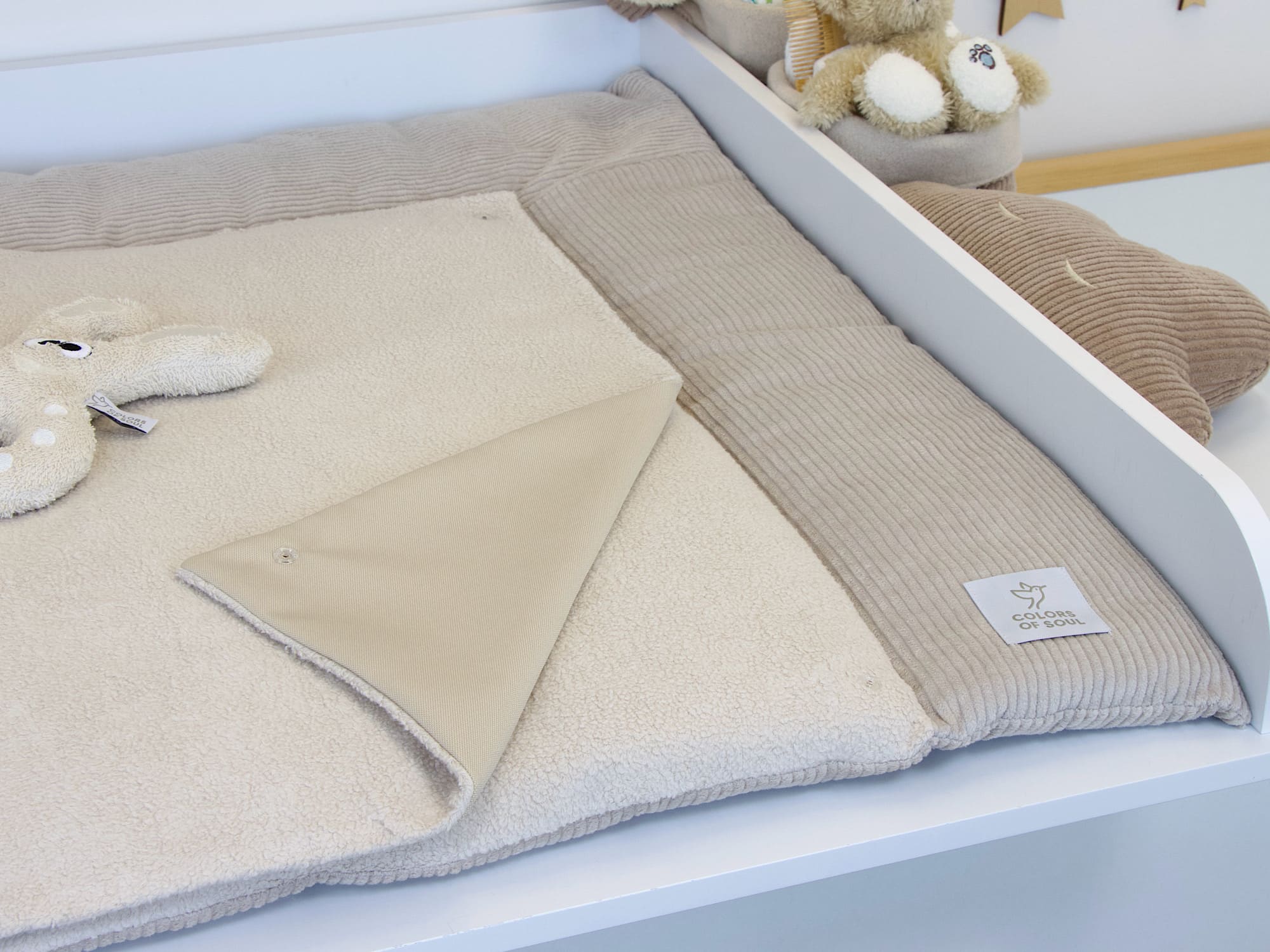 Wickelunterlage Cord hellbeige / Baumwollfleece hellbeige