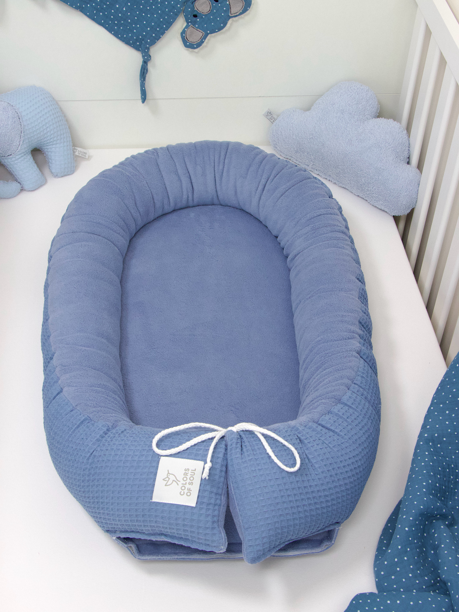 Babynest - Waffelpique blau / Baumwollfleece himmelblau