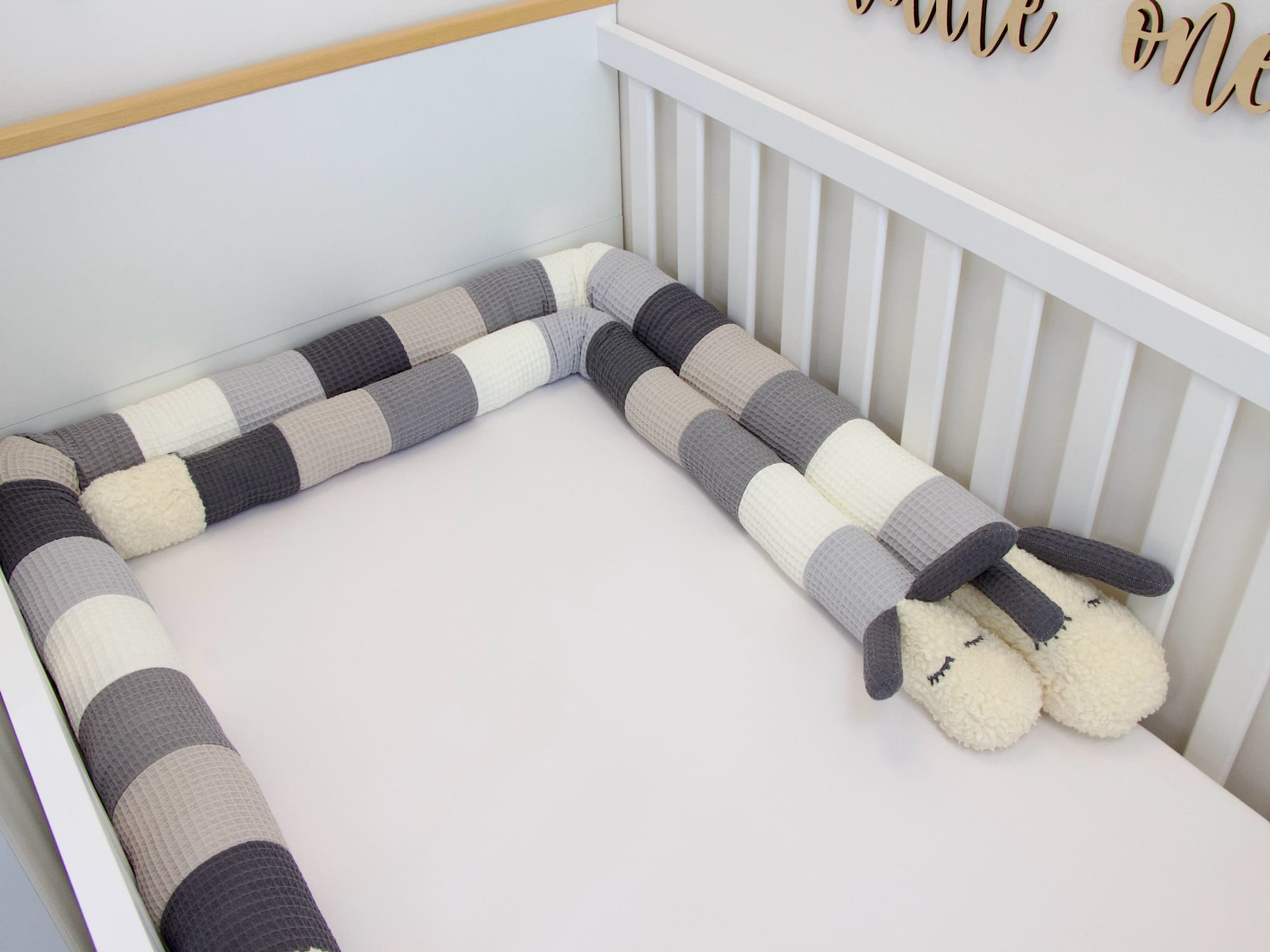 Kinderwagenschlange - hellgrau, creme, grau, beige, steingrau