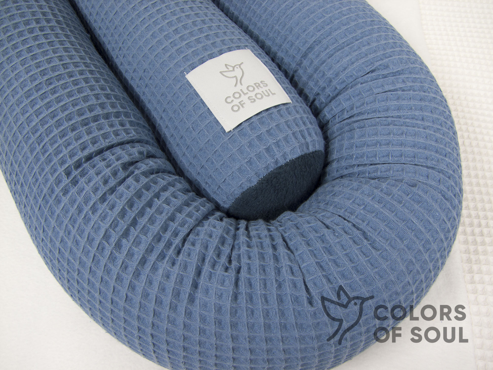 Bettschlange Waffelpique blau