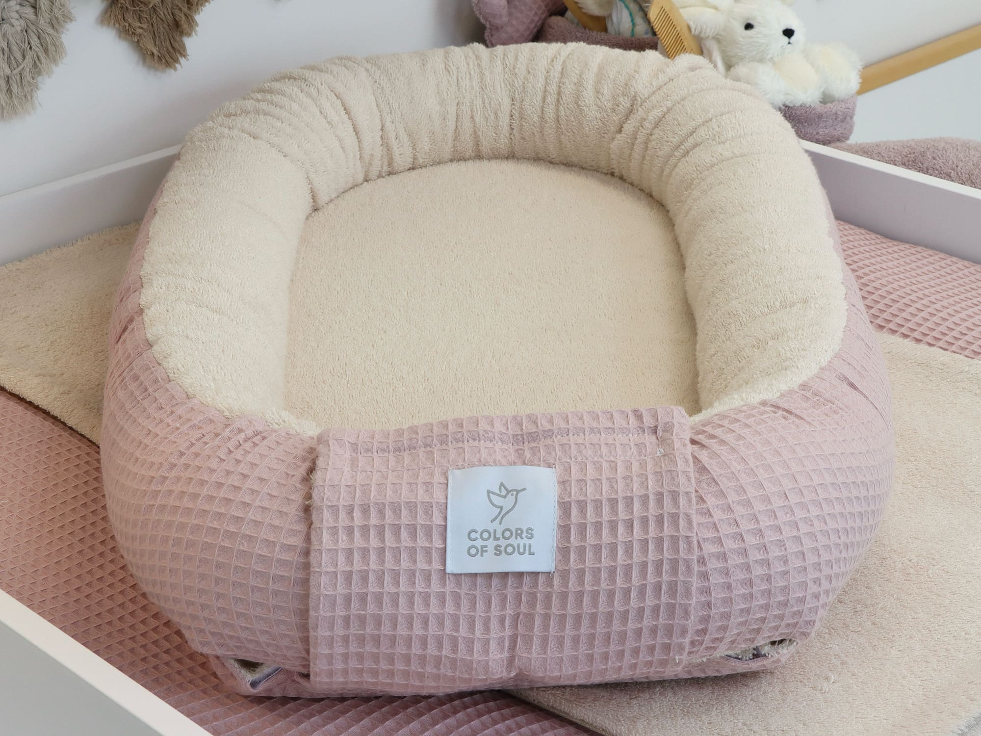 Babynestchen - Frottee Light Sand / Waffelpique Altrosa