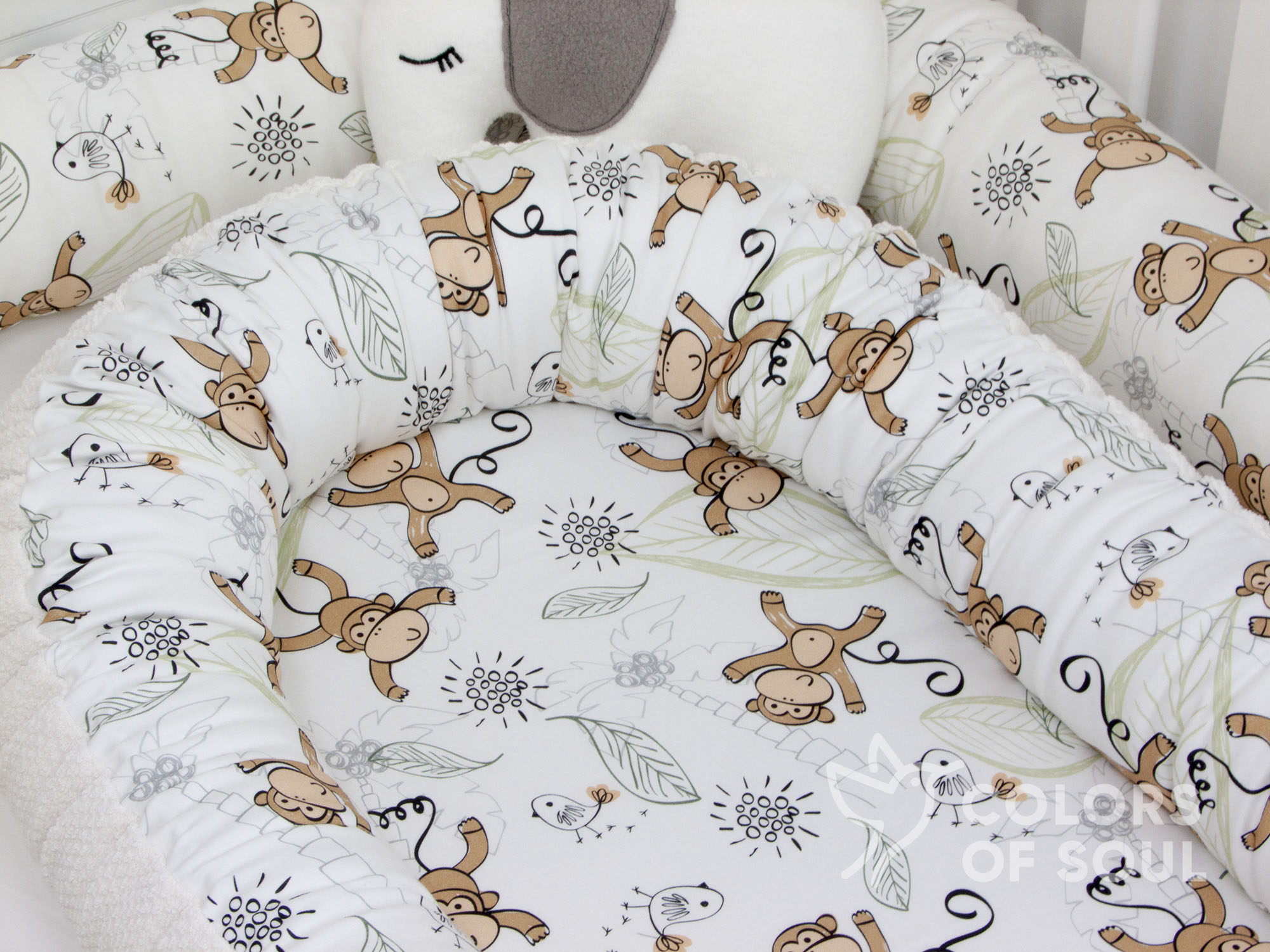 Babynestchen - niedliche Affen / Waffelpique BeBe creme