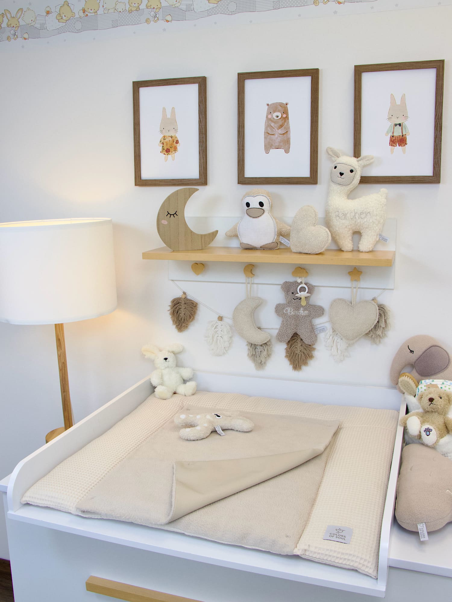 Wickelauflage - Waffelpique hellbeige / Baumwollfleece beige