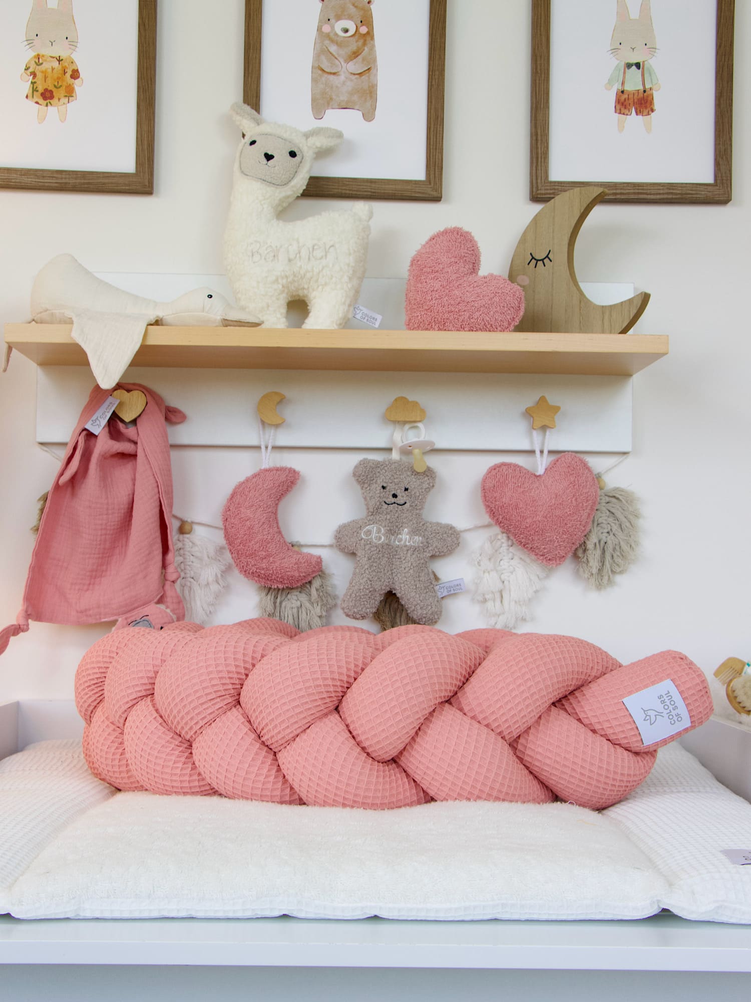 Geflochtene Bettschlange: Waffelpique blush