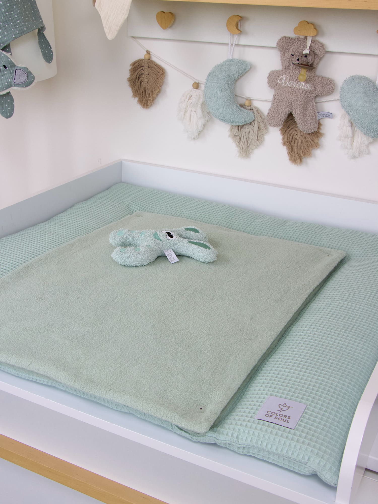 Wickelauflage Waffelpique hellmint / Baumwollfleece hellmint