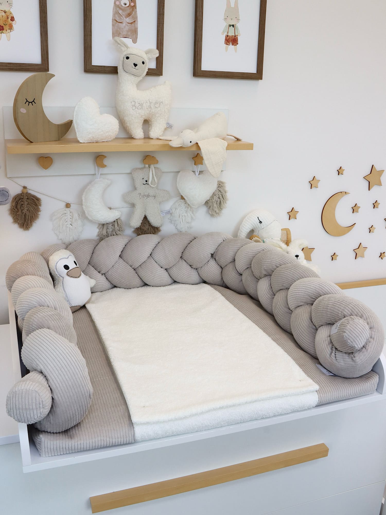 Wickelauflage mit abnehmbaren Bezug – Cord Hellbeige / Frottee Creme