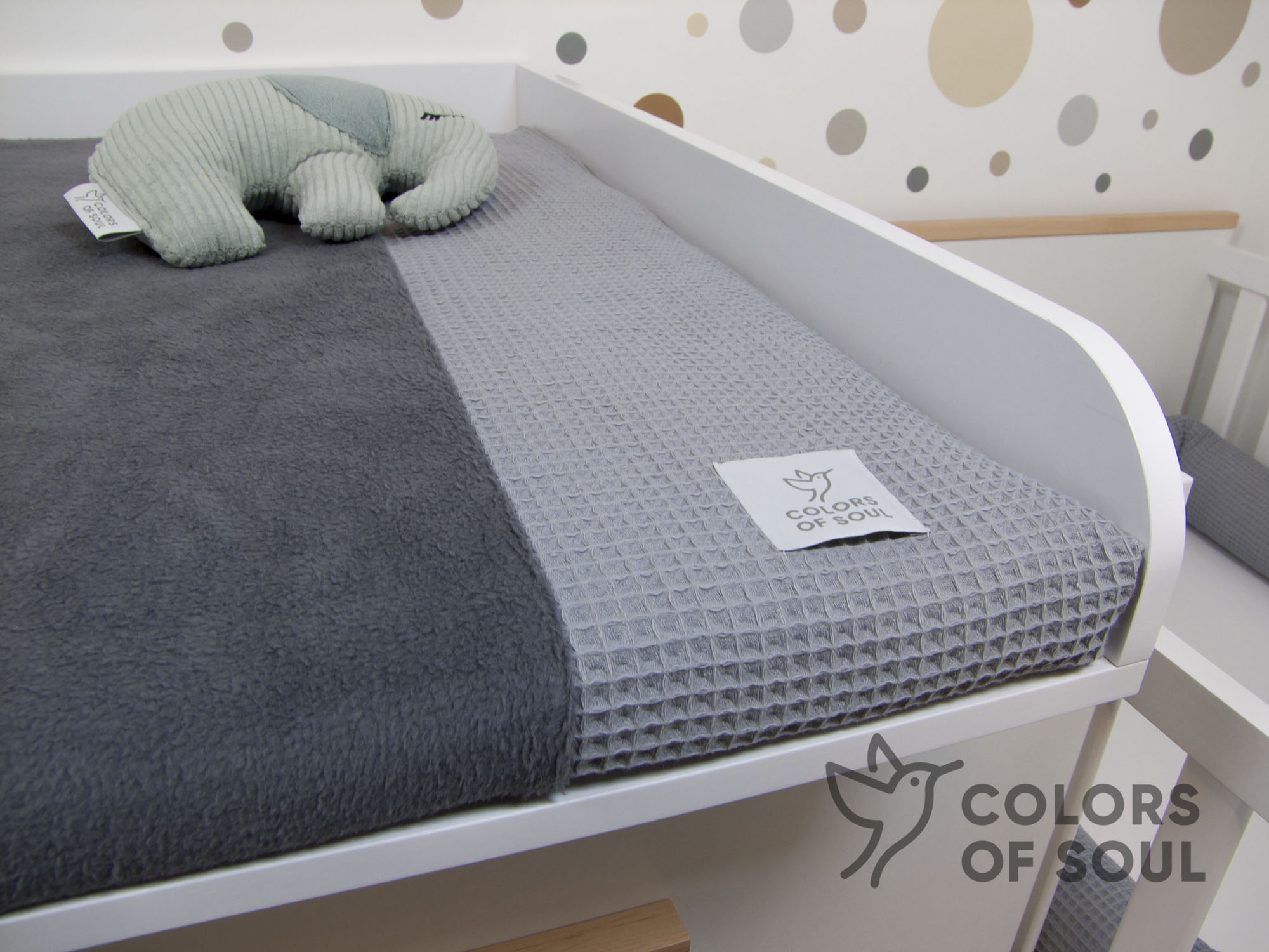 Wickelauflage mit Inlett - Waffelpique grau / Baumwollfleece grau