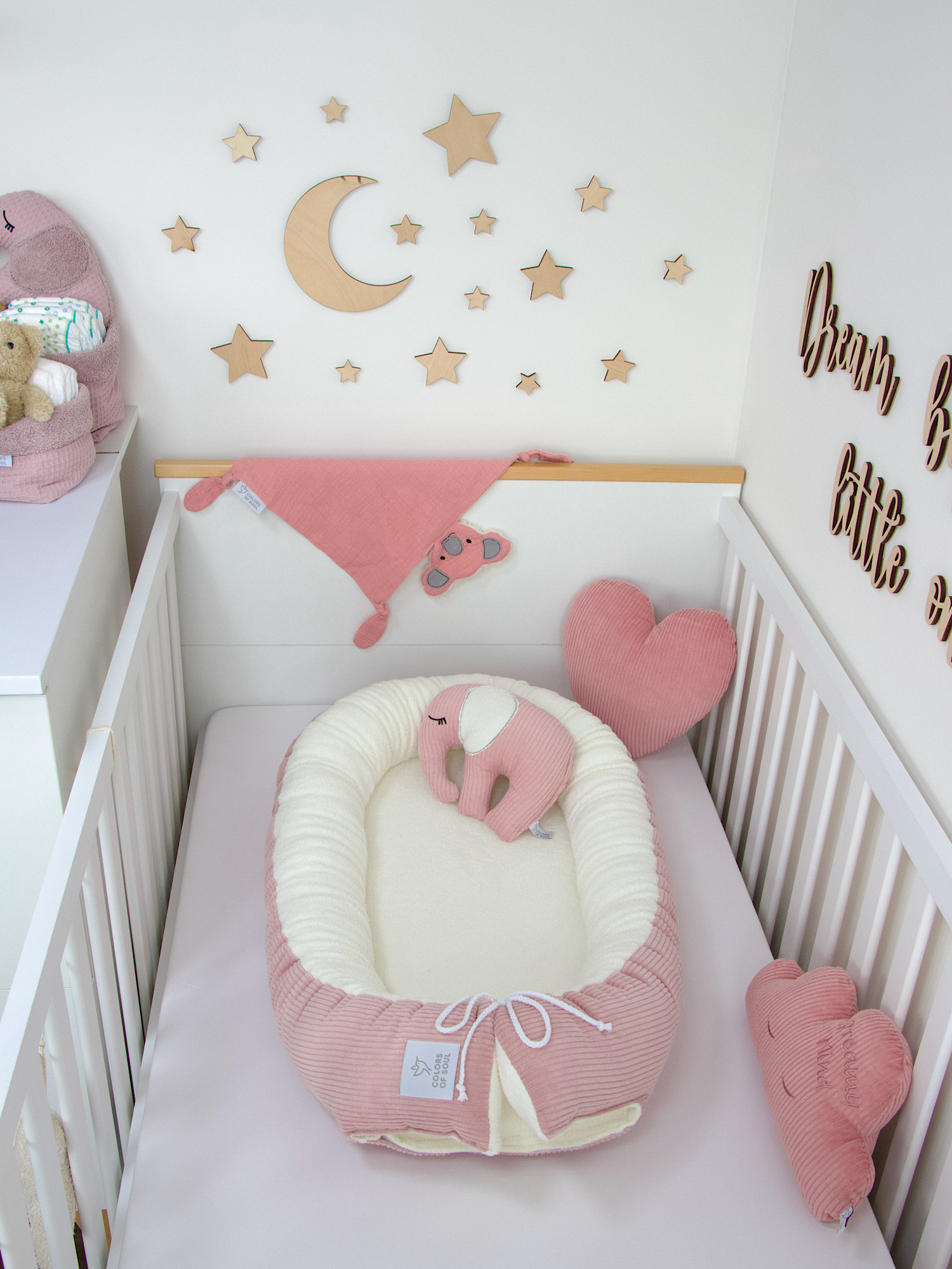 Babynestchen - Kordstoff altrosa / Baumwollfleece creme
