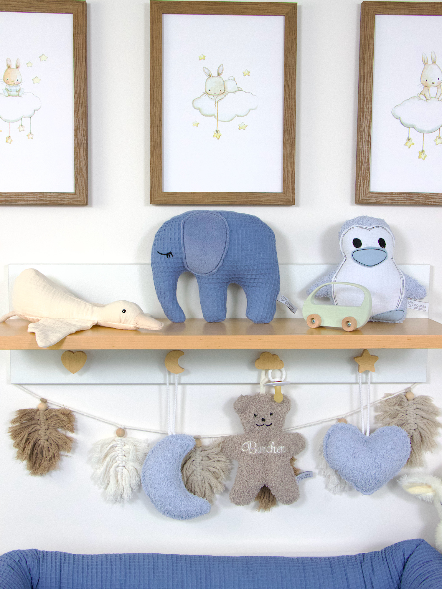 Kuscheltier Elefant - Waffelpique blau / Baumwollfleece himmelblau