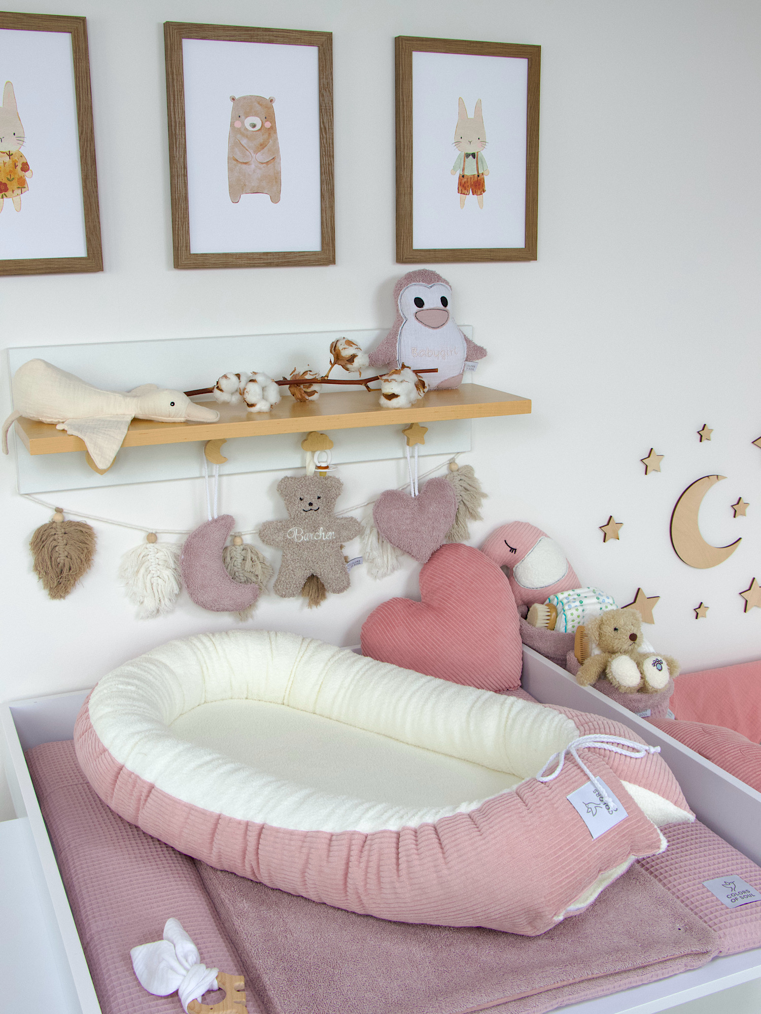 Babynestchen - Kordstoff altrosa / Baumwollfleece creme