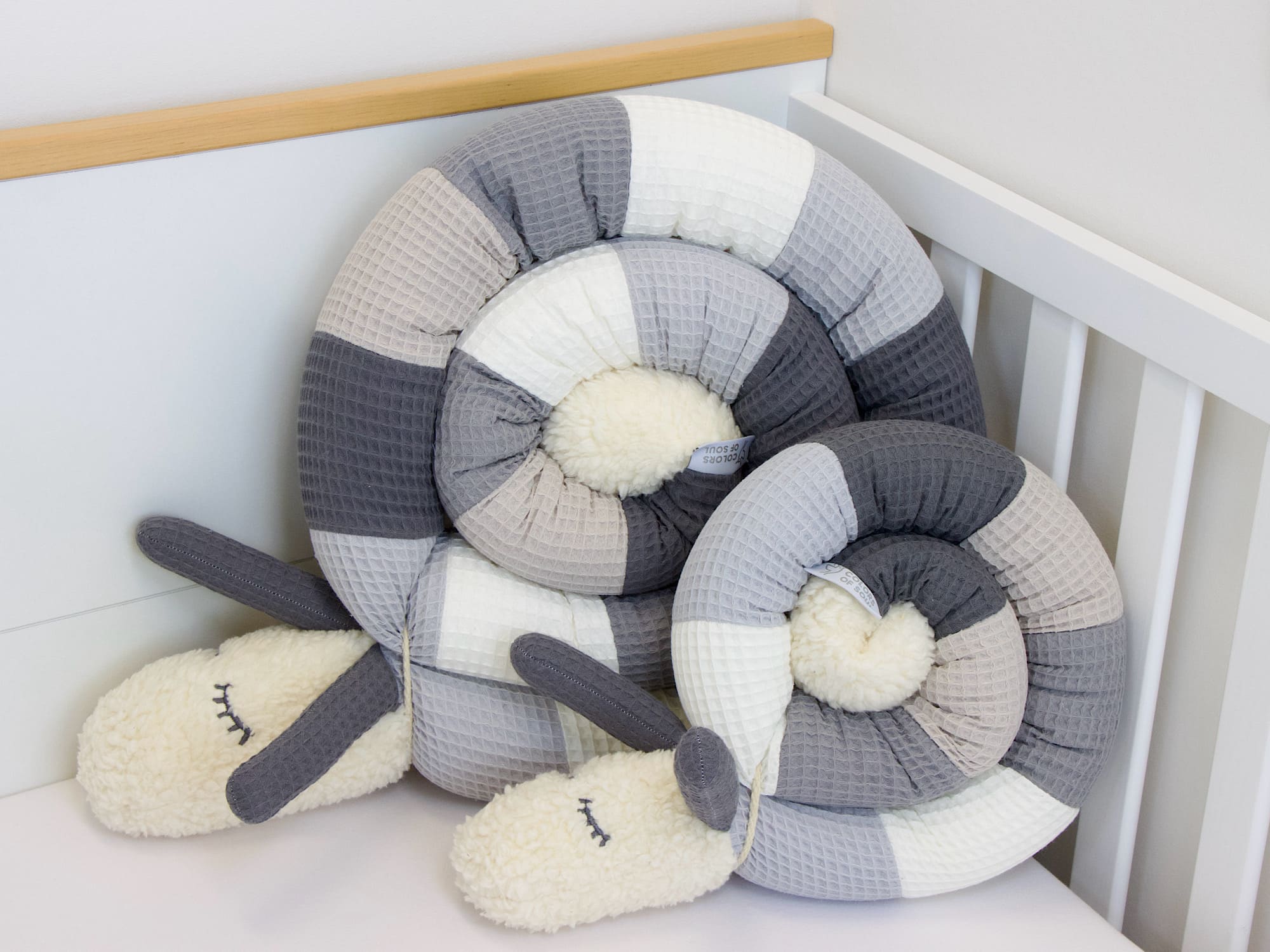 Kinderwagenschlange - hellgrau, creme, grau, beige, steingrau