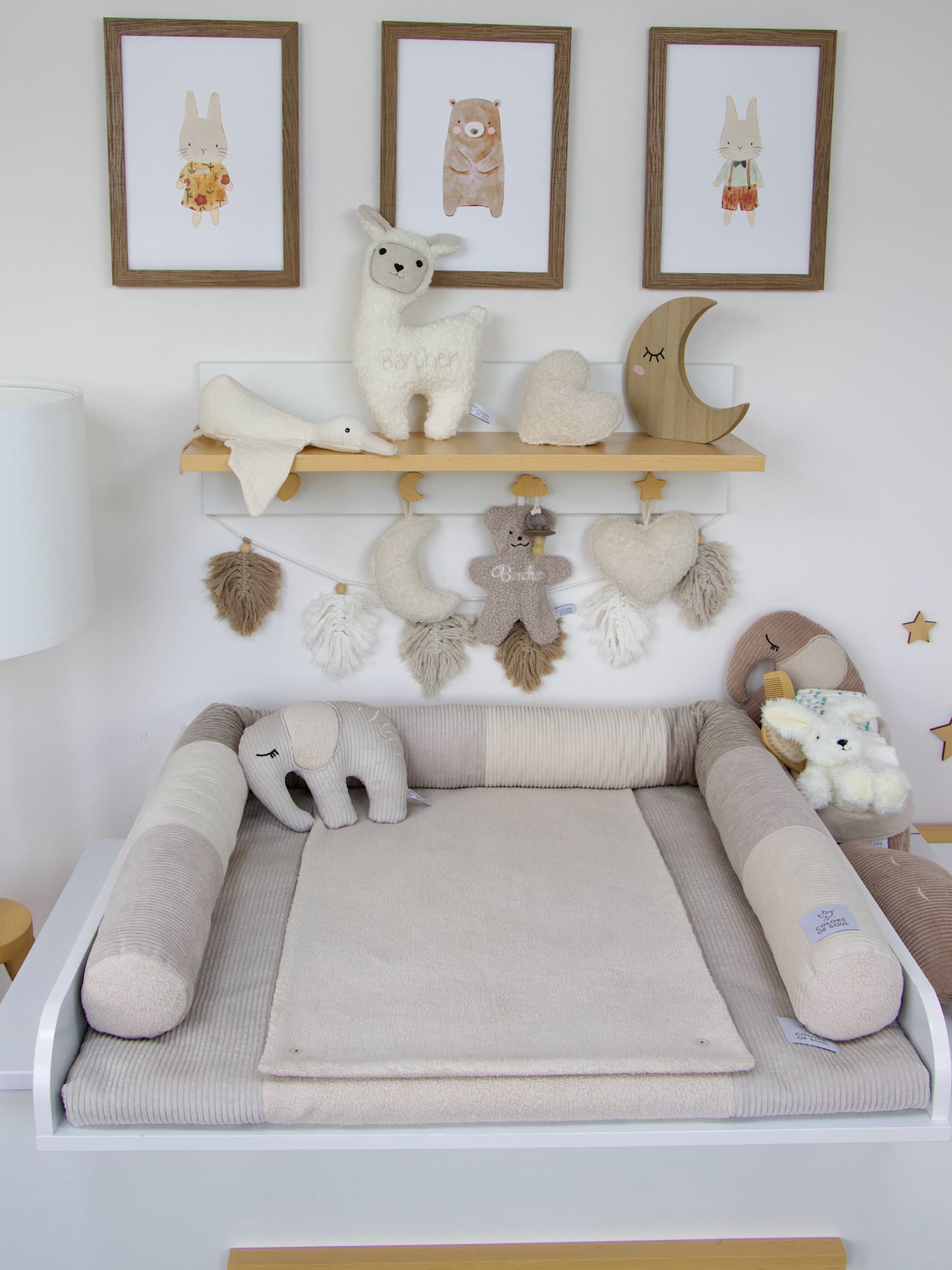 Wickelauflage mit Baumwollfleece Hellbeige und Cordseiten in Hellbeige