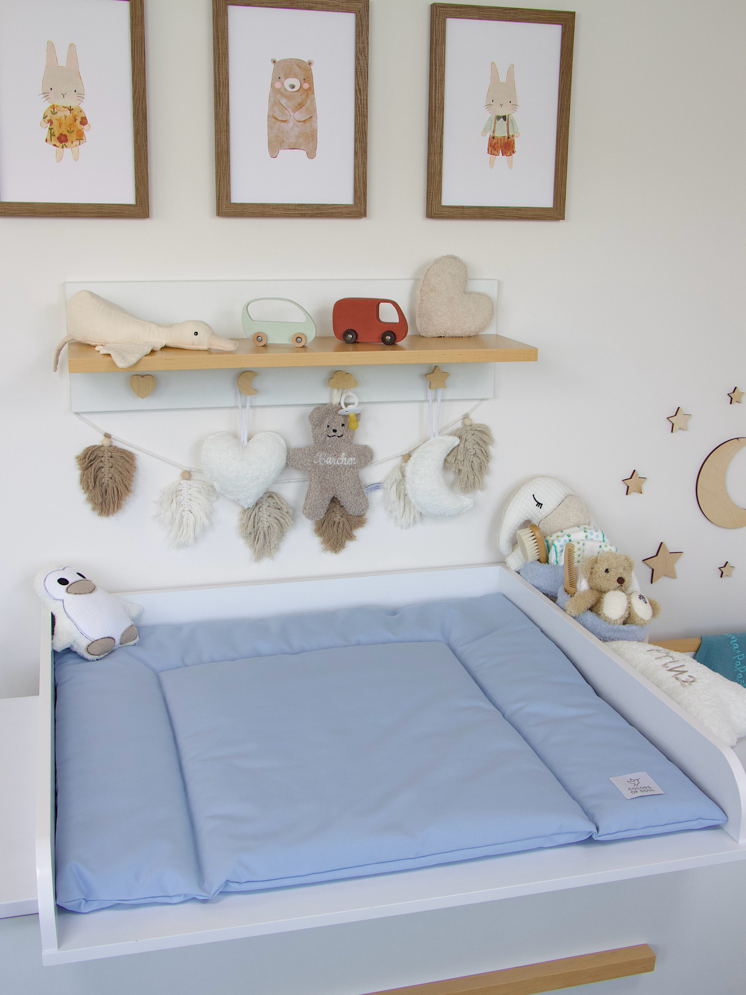 Baby Wickelauflage in Hellblau – weich gepolstert und wasserabweisend