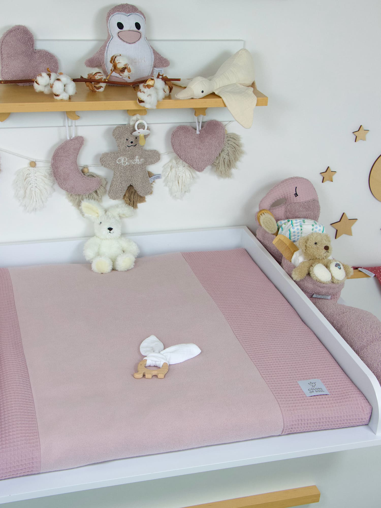 3-er SET - Wickelauflage mit Inlett, Babynest, Bettrolle - Waffelpique, Baumwollfleece altrosa