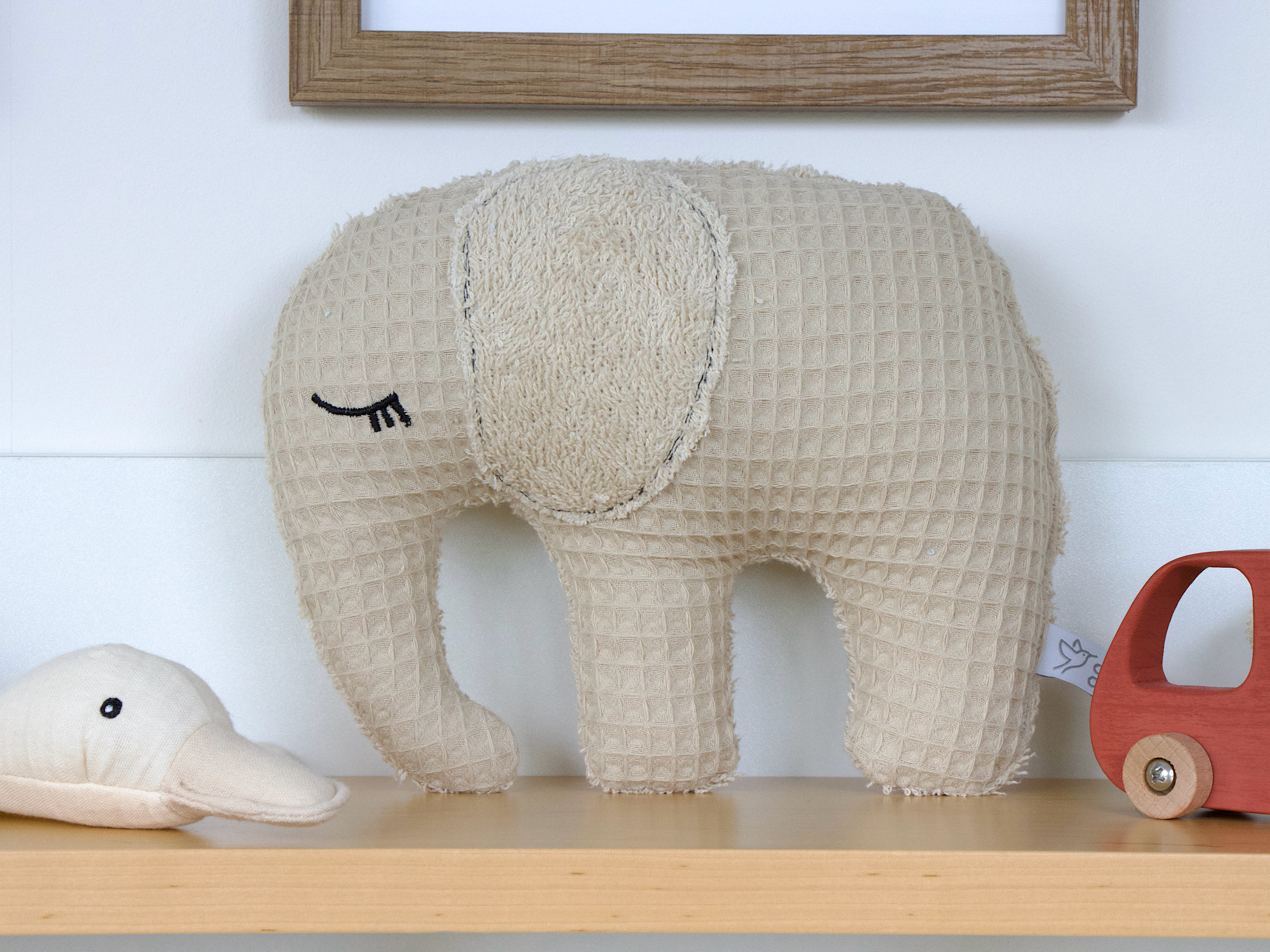 Kuscheltier Elefant - Waffelpique beige / Frottee beige