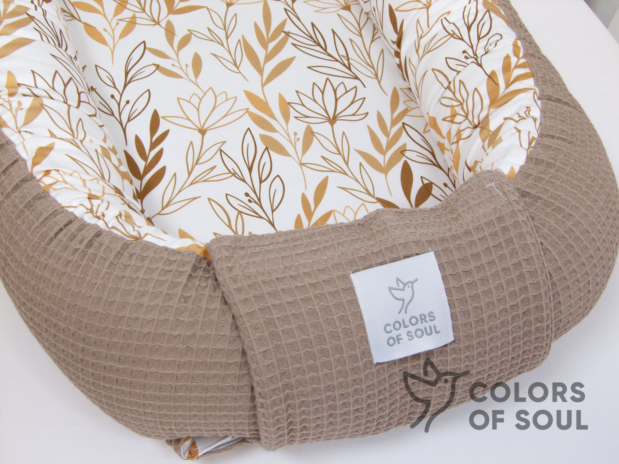 Babynestchen Zweige camel / Waffelpique camel