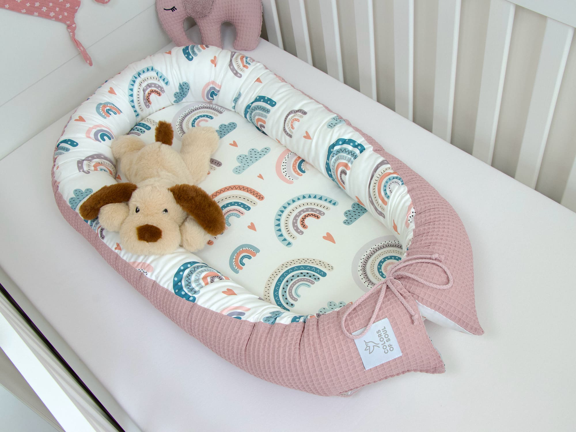 Babynestchen Regenbogen Waffelpique altrosa