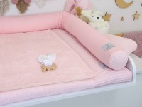 Wickelauflage mit Umrandung (Inlett) - Waffelpique hellrosa / Frottee hellrosa