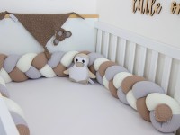 Geflochtene Bettschlange: Waffelpique creme, hellgrau, dunkelbeige