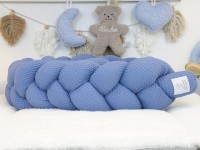 Geflochtene Bettschlange: Waffelpique blau