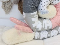 Bettschnecke Elefanten Grau & Altrosa aus Baumwolle und Teddyplüsch – handgefertigter Rundumschutz fürs Babybett