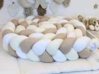 Handgemachte Bettschlange aus Waffelpique Weiß Creme Beige als Nestchenschlange