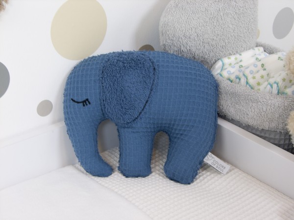 Kuscheltier Elefant - Waffelpique jeansblau / Frottee jeansblau
