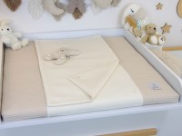 Wickelauflage mit Inlett - Waffelpique natur / Baumwollfleece creme