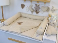 Handgemachtes 2er SET Wickelauflage & Bettschlange in Light Sand