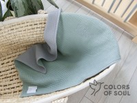 Babydecke - Waffelpique altgrün / Waffelpique grau