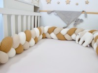 Geflochtene Bettschlange: Waffelpique creme, light sand, karamell