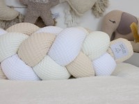 Geflochtene Bettumrandung - Waffelpique weiß, creme, hellbeige