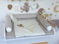 2-er SET - Wickelauflage, Bettschlange - Kord hellbeige / Baumwollfleece creme