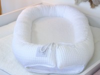 Babynestchen weiß - Waffelpique weiß / Frottee weiß