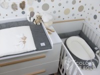 3-er SET - Wickelauflage, Bettschlange, Babynest - Kord grau / Baumwollfleece creme