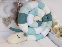 Puckschnecke Patchwork: Waffelpique creme, pastellmint, weiß, hellmint, altgrün