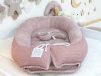 Babynestchen Waffelpique alte malve / Frottee altrosa