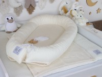 Wickelauflage Set mit Nestchen - Waffelpique / Frottee creme