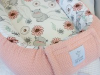 Babynest - niedliche Nilpferde / Waffelpique BeBe rosa