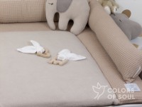 2-er SET - Wickelauflage, Bettschlange - Waffelpique camel / Baumwollfleece beige