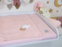 Handgemachte Wickelauflage aus Waffelpique Hellrosa & Frottee Hellrosa